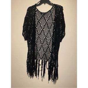 Black Crocheted Kimono